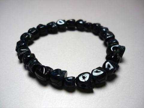 Blue Tiger's Eye skull-carved bracelet
