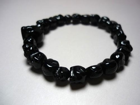 Black Onyx Skull-Carved Skeleton Bracelet 6430290000000 - bead detail