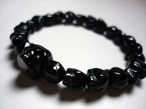 Black Onyx Skull-Carved Skeleton Bracelet 6430290000000 - close-up