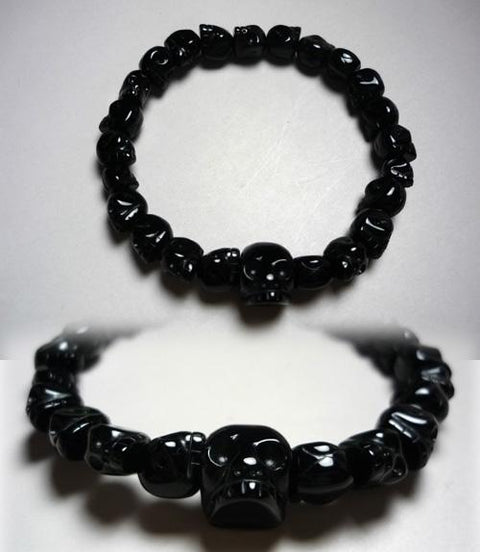 Black Onyx Skull-Carved Skeleton Bracelet 6430290000000 - full view