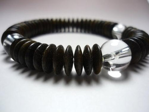 Green sandalwood bracelet with crystal