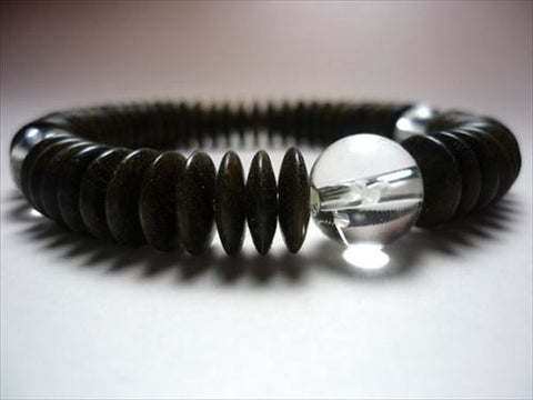 Green sandalwood bracelet with crystal