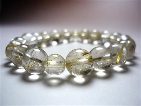 Rutile Quartz (Gold Wire) Bracelet, 10mm, E, Limited Edition