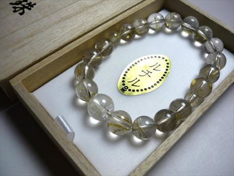 Rutile Quartz (Gold Wire) Bracelet, 10mm, E, Limited Edition