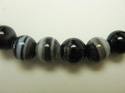 Black Striped Agate 6mm Bead Bracelet 6430750000000 - bead detail