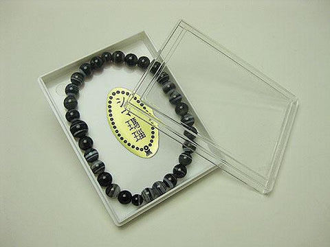 Black Striped Agate 6mm Bead Bracelet 6430750000000 - worn on wrist