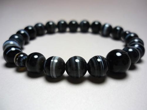Black Striped Agate 8mm Bead Bracelet 6430780000000 - bead detail