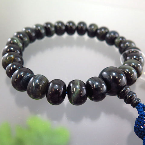 Men's prayer beads, blue tiger's eye stone, 23 flat beads, made to order