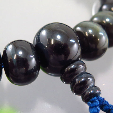 Men's prayer beads, blue tiger's eye stone, 23 flat beads, made to order