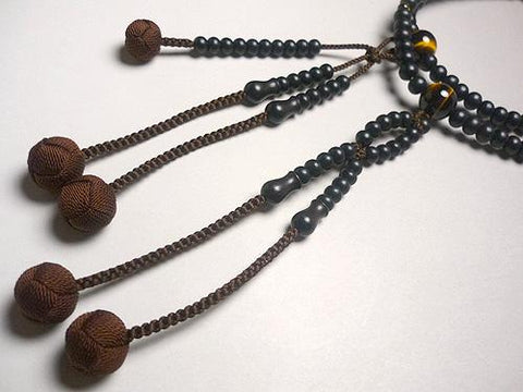 Men's Prayer Beads, Ebony, Nichiren Sect, Tiger's Eye Finish