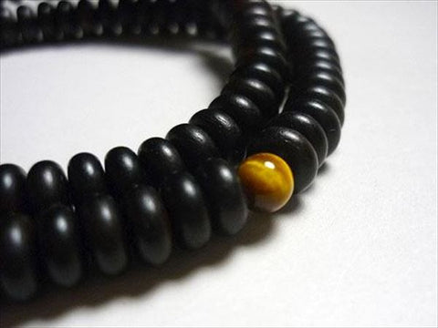 Ebony 108-bead double-wrap bracelet with tiger's eye