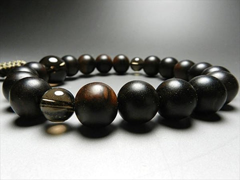 Men's Prayer Beads, Striped Ebony, Smoky Quartz Finish