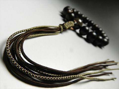 Men's Prayer Beads, Striped Ebony, Smoky Quartz Finish