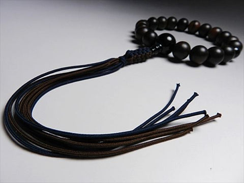 Men's Prayer Beads, Striped Ebony, 18 Beads, Blue Tiger's Eye Finish