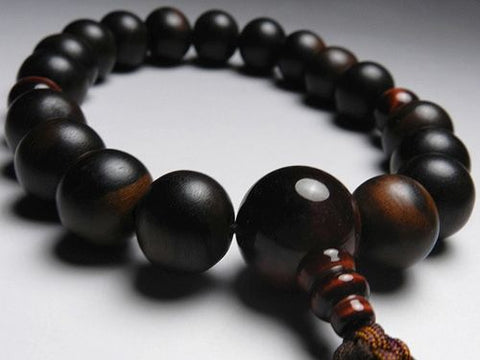 Men's Prayer Beads, Striped Ebony, 18 Beads, Red Tiger's Eye Finish