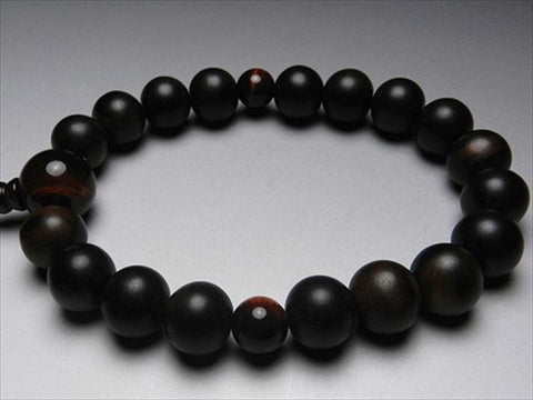 Men's Prayer Beads, Striped Ebony, 18 Beads, Red Tiger's Eye Finish