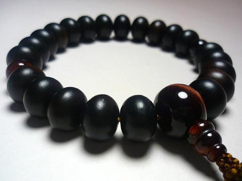 Men's Prayer Beads, Striped Ebony, Red Tiger's Eye Oval Bead