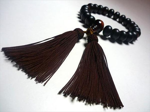 Men's Prayer Beads, Striped Ebony, Red Tiger's Eye Oval Bead