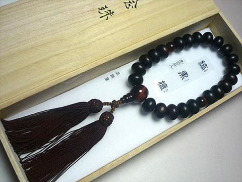 Men's Prayer Beads, Striped Ebony, Red Tiger's Eye Oval Bead