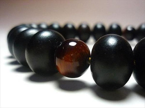 Men's Prayer Beads, Striped Ebony, Red Tiger's Eye Oval Bead