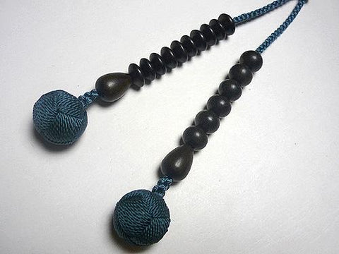 Men's Prayer Beads, Striped Ebony, Jodo Sect, Blue Tiger's Eye Finish