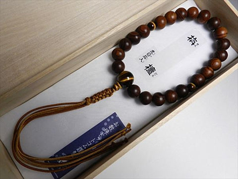 Men's Prayer Beads, Sendan Wood, Tiger's Eye Finish, 22 Beads
