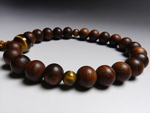 Men's Prayer Beads, Sendan Wood, Tiger's Eye Finish, 22 Beads