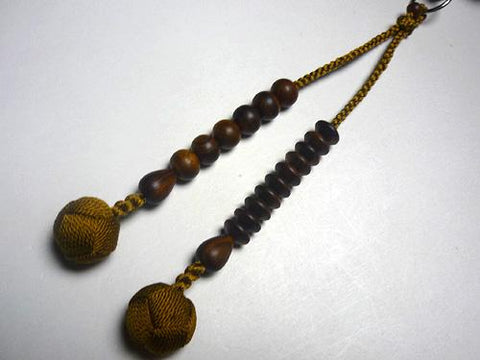 Men's Prayer Beads, Sendan Wood, Tiger's Eye Finish, Jodo Sect, Beach Rose Tassel