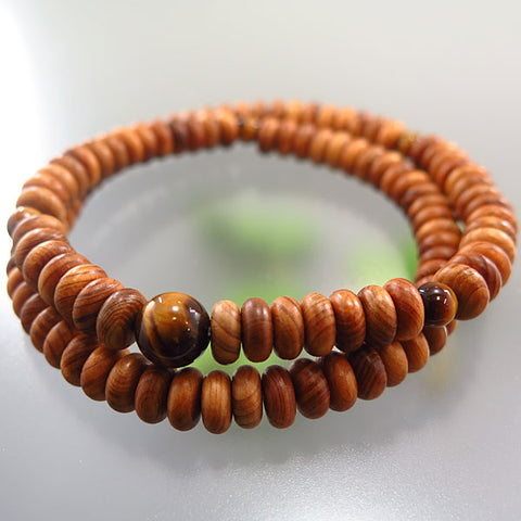 Yakusugi 108-Bead Bracelet, Double-Wrap, Tiger's Eye Finish