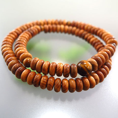 Yakusugi 108-Bead Bracelet, Double-Wrap, Tiger's Eye Finish