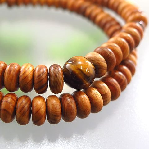Yakusugi 108-Bead Bracelet, Double-Wrap, Tiger's Eye Finish