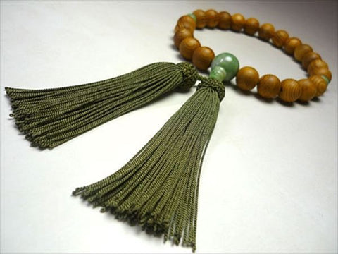 Men's Prayer Beads, Yakusugi Cedar, Dushan Jade Finish