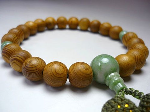 Men's Prayer Beads, Yakusugi Cedar, Dushan Jade Finish