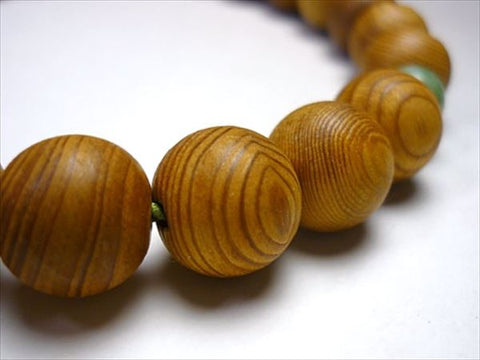 Men's Prayer Beads, Yakusugi Cedar, Dushan Jade Finish