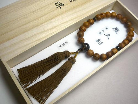 Men's prayer beads, Yakusugi, brown crystal finish