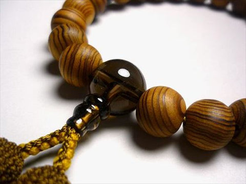 Men's prayer beads, Yakusugi, brown crystal finish