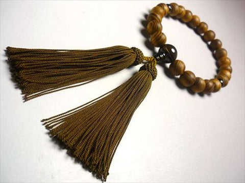 Men's prayer beads, Yakusugi, brown crystal finish