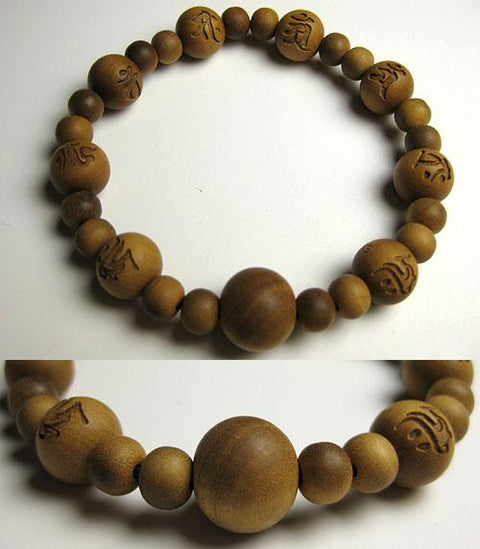 Sandalwood Bracelet with Eight Guardian Buddhas, 10mm Bead