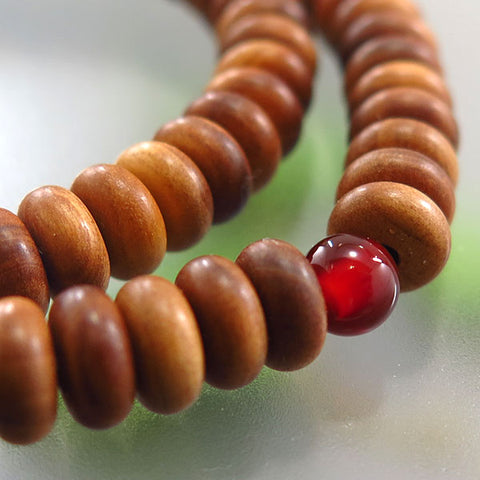 Sandalwood 108-Bead Double-Wrap Bracelet with Agate