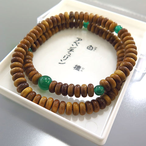 Sandalwood 108-Bead Bracelet, Indian Jade Finish