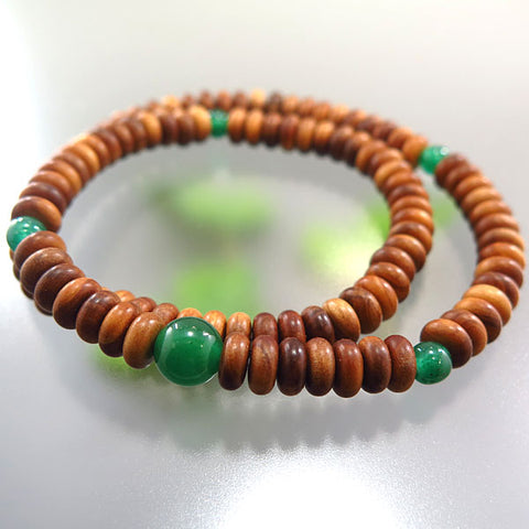 Sandalwood 108-Bead Bracelet, Indian Jade Finish