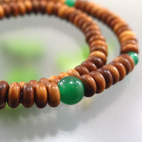Sandalwood 108-Bead Bracelet, Indian Jade Finish