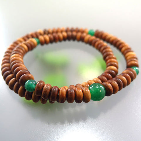 Sandalwood 108-Bead Bracelet, Indian Jade Finish
