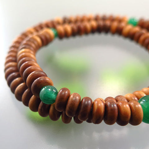 Sandalwood 108-Bead Bracelet, Indian Jade Finish