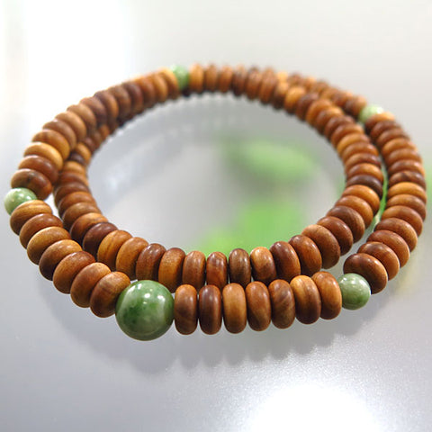 Sandalwood 108-Bead Bracelet, Dushan Jade Finish