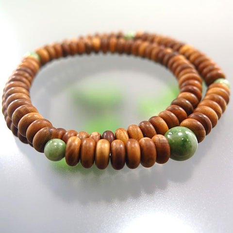 Sandalwood 108-Bead Bracelet, Dushan Jade Finish