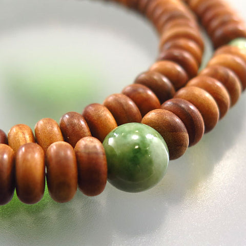 Sandalwood 108-Bead Bracelet, Dushan Jade Finish