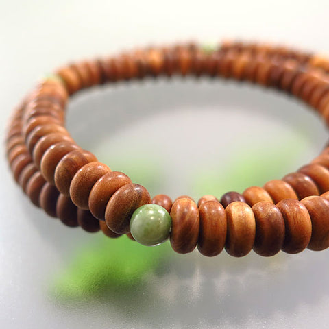 Sandalwood 108-Bead Bracelet, Dushan Jade Finish