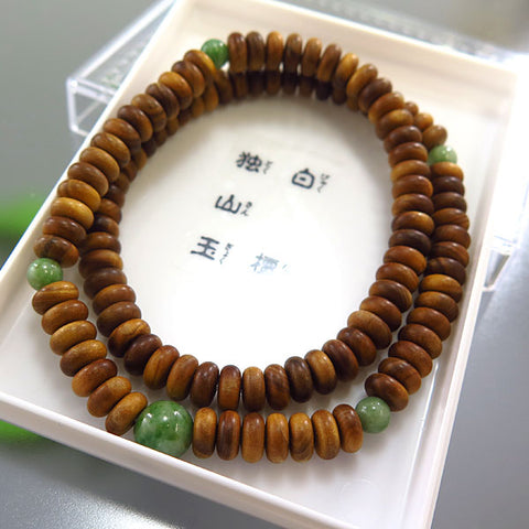 Sandalwood 108-Bead Bracelet, Dushan Jade Finish