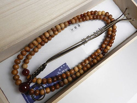 Men's prayer beads, Indonesian sandalwood, agate finish